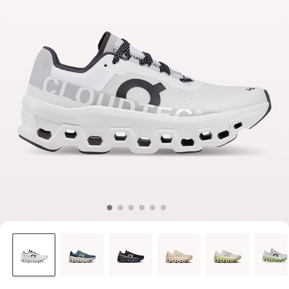 On Cloudmonster Running Shoes Sneakers Women Sz. 7.5 White Gray (Basically NWOT)